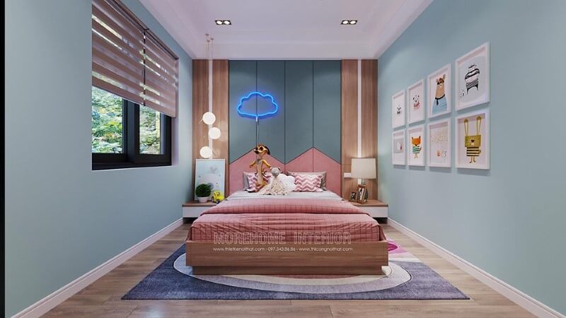 Thiết kế phòng ngủ bé gái với tông màu hông xinh xắn mang lại không gian tuyệt vời cho bé